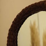 Woven wicker mirror
