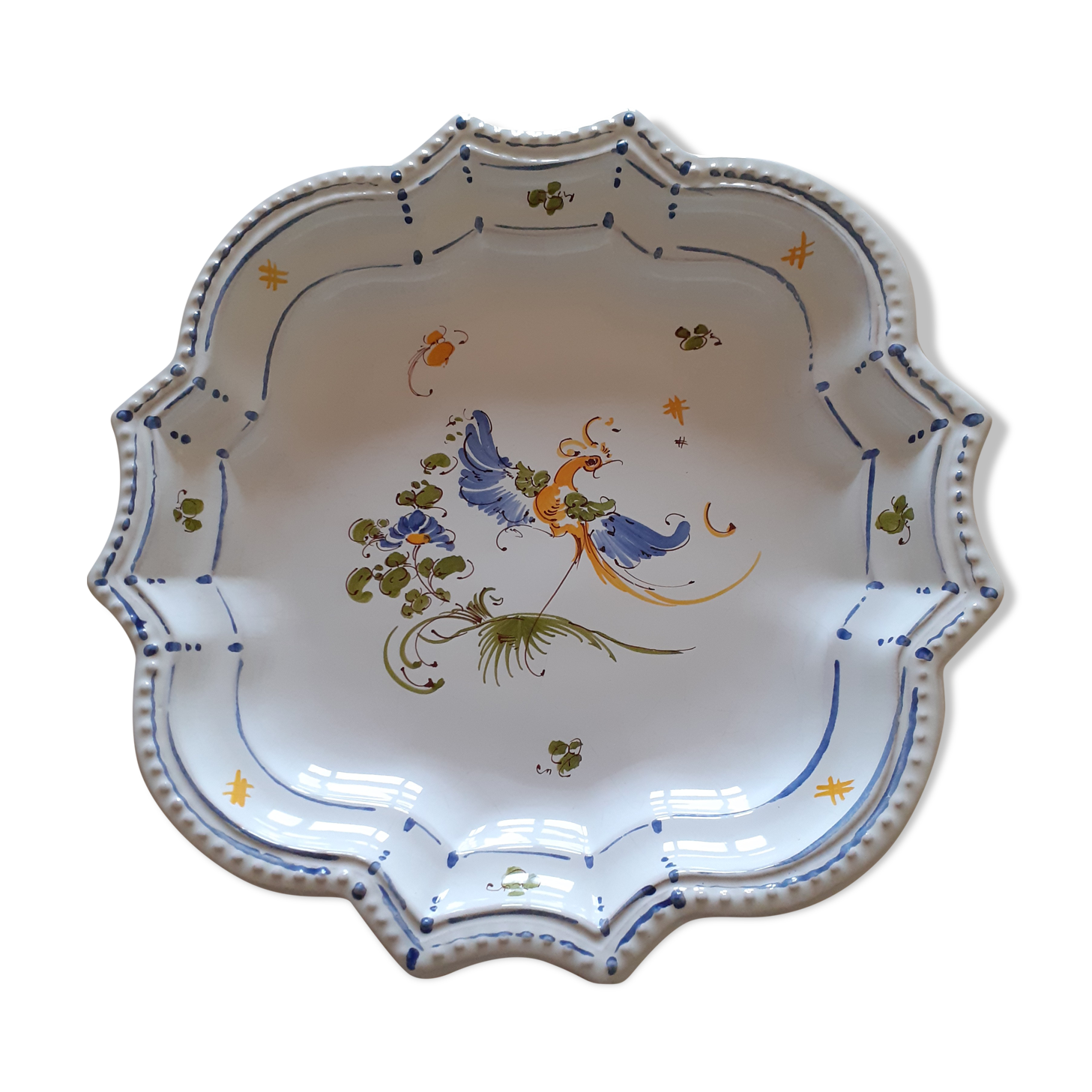 Decorative plate in moustiers earthenware