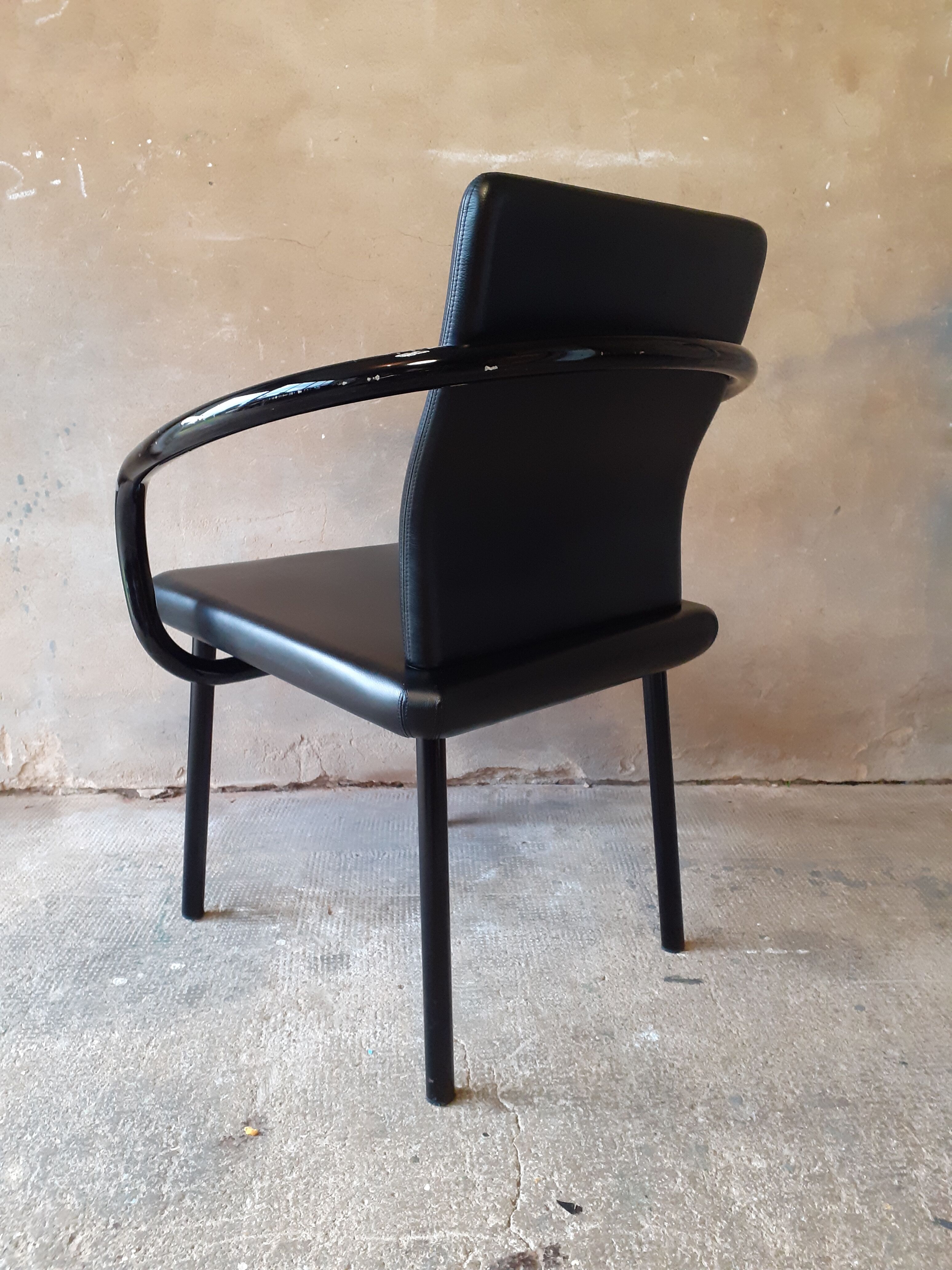 Mandarin leather armchair, Ettore Sottsass design for Knoll