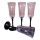 4 octagonal black base Champagne flutes Octime