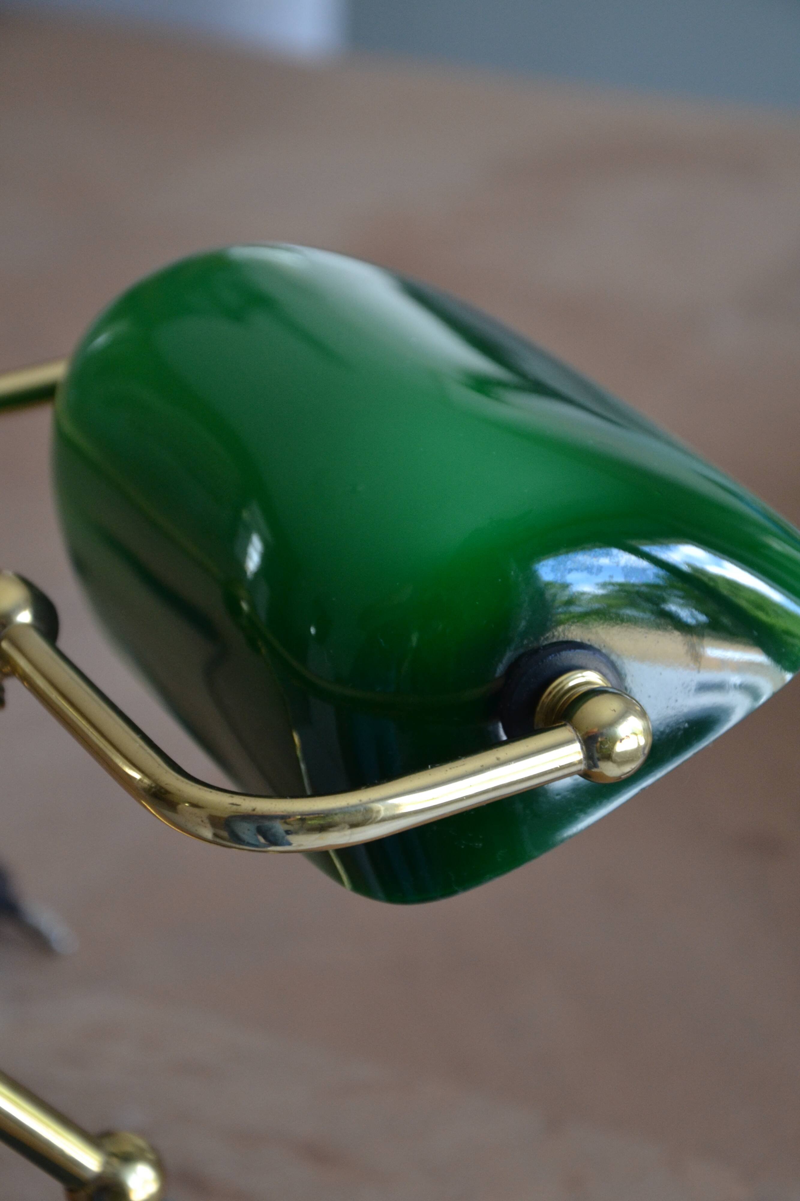 Lampe de banquier socle en marbre vert
