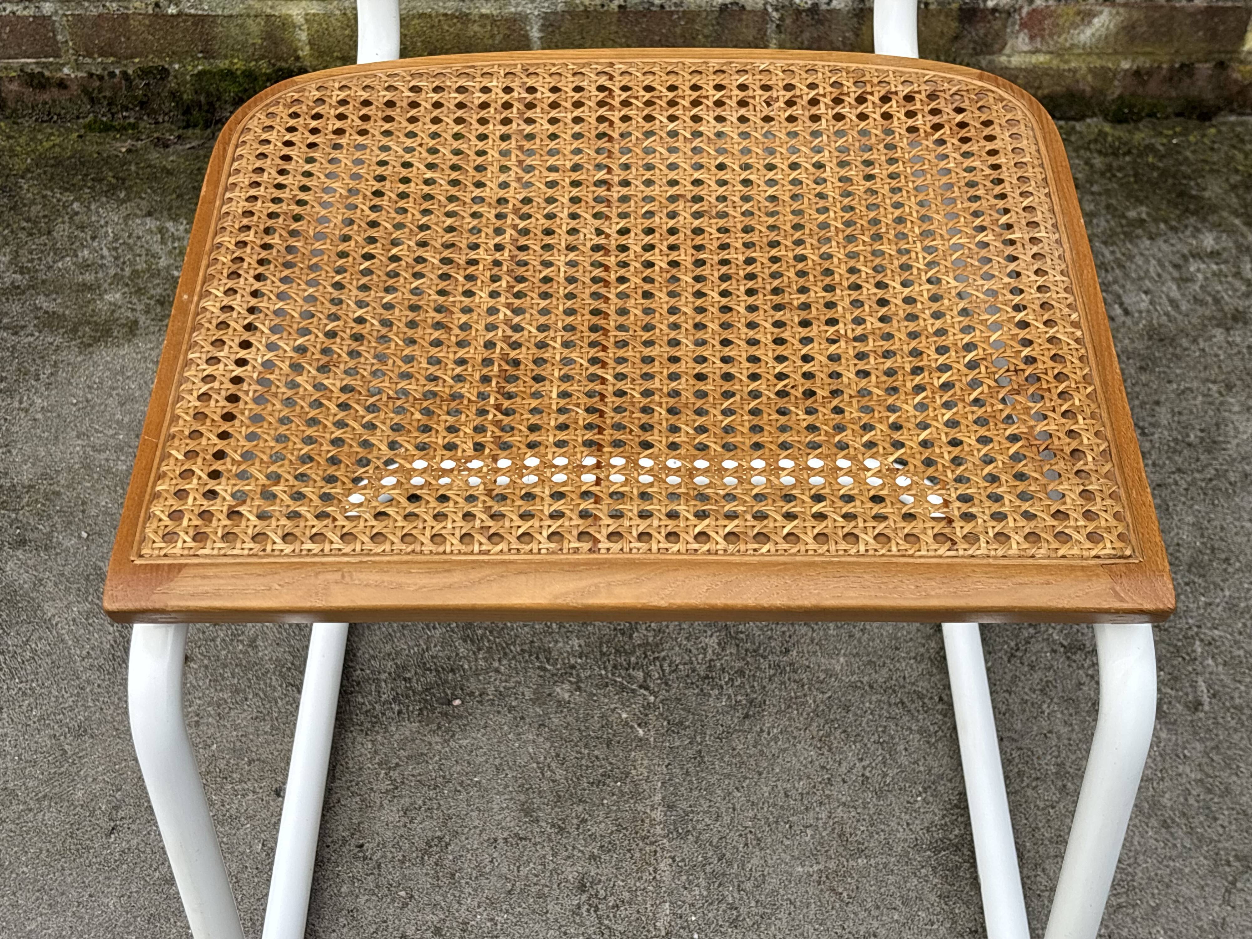 Chair Cesca model with armrests B64 in white metal and wood