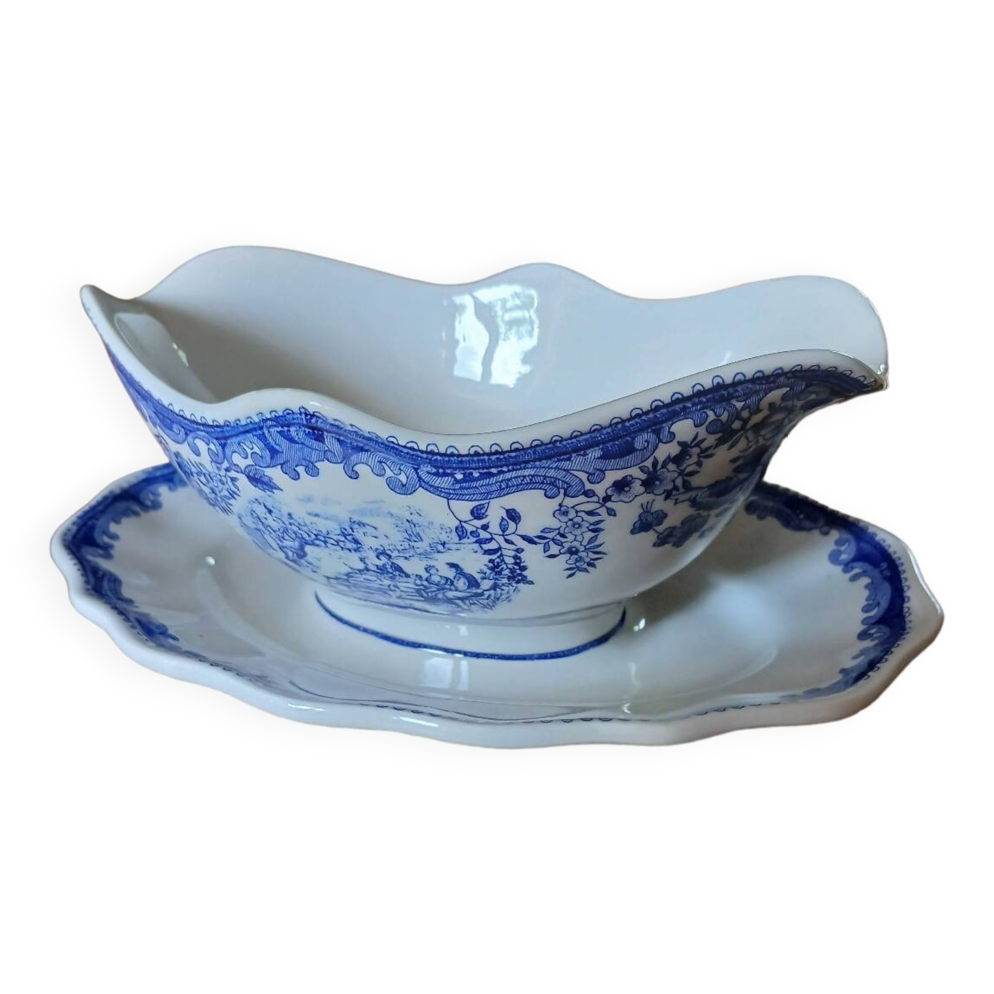 Old Lunéville earthenware sauce boat