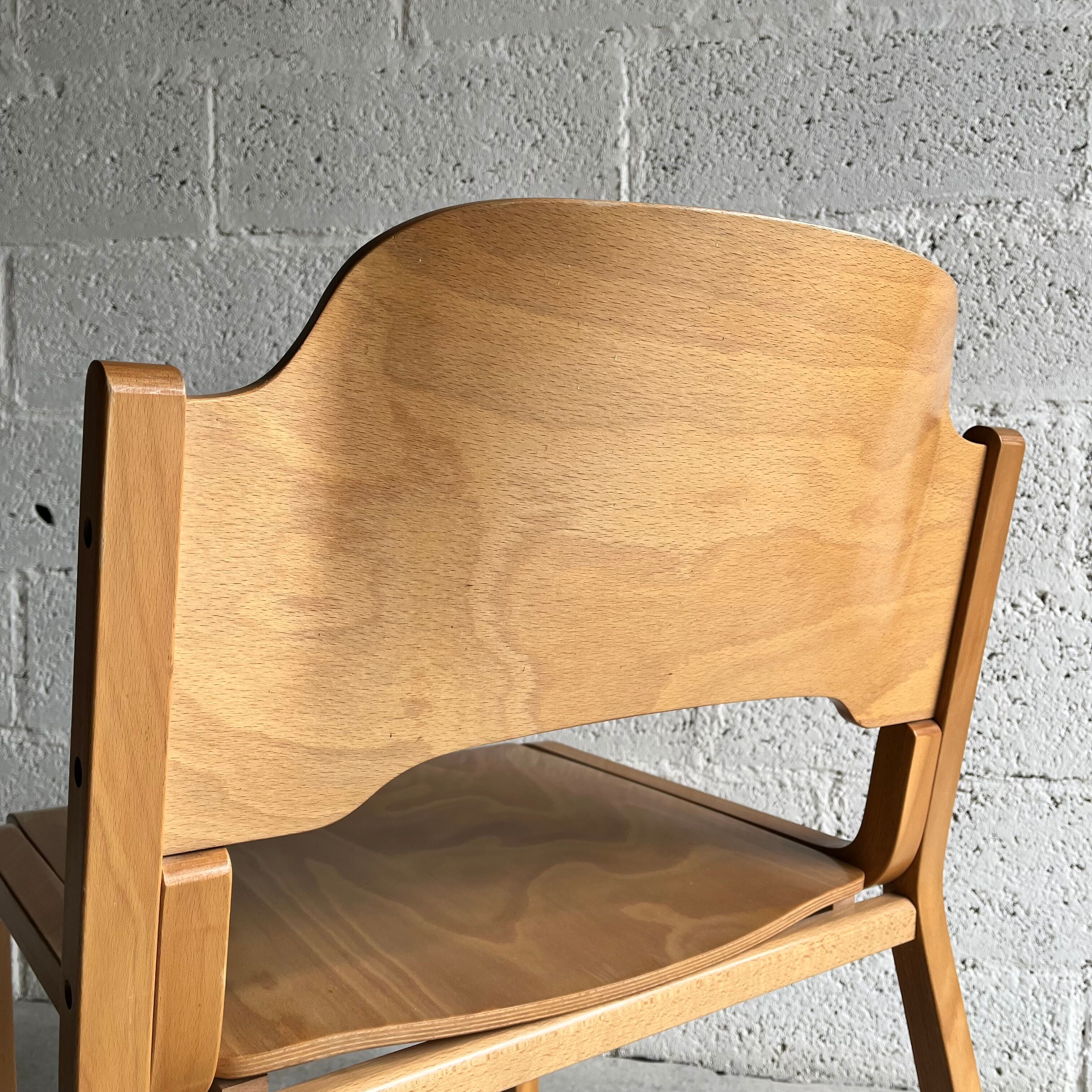 Pair of armchairs blond wood molded 80s