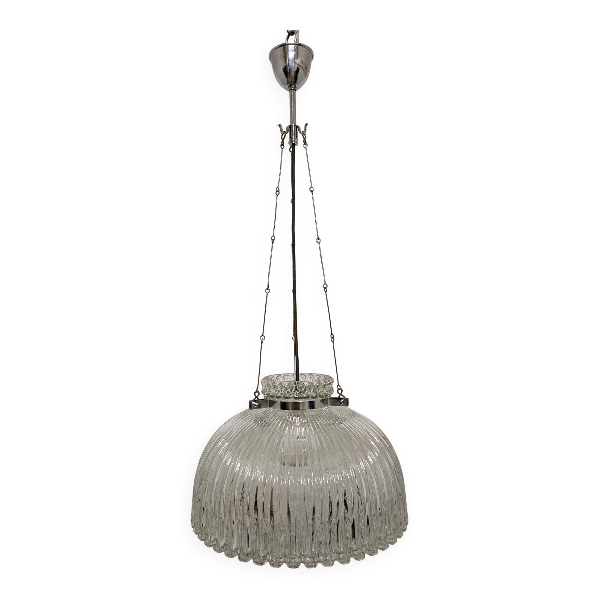 XL dome suspension in blown glass, Italy circa 1960