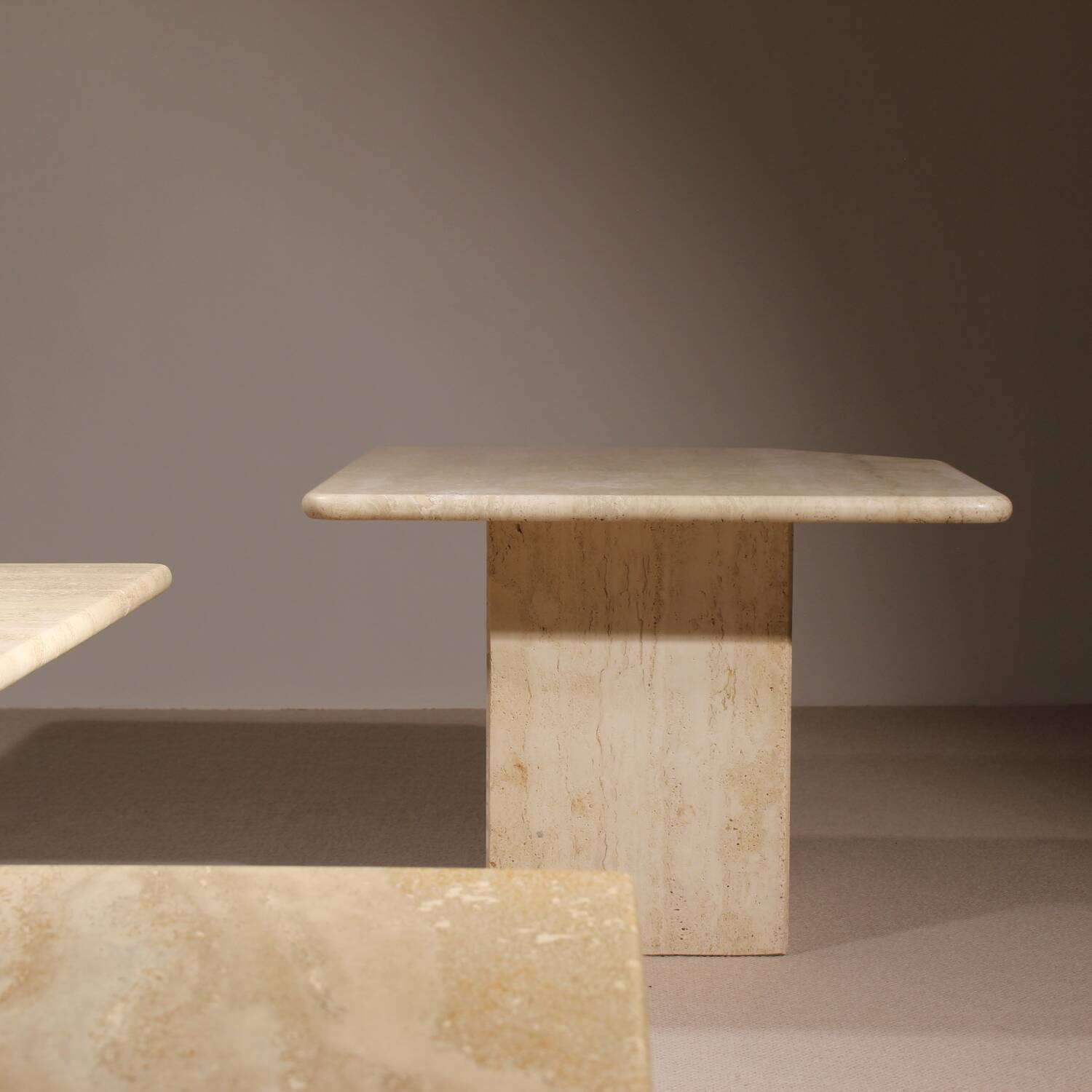 Nesting Table Set in Travertine | Italy 1970s
