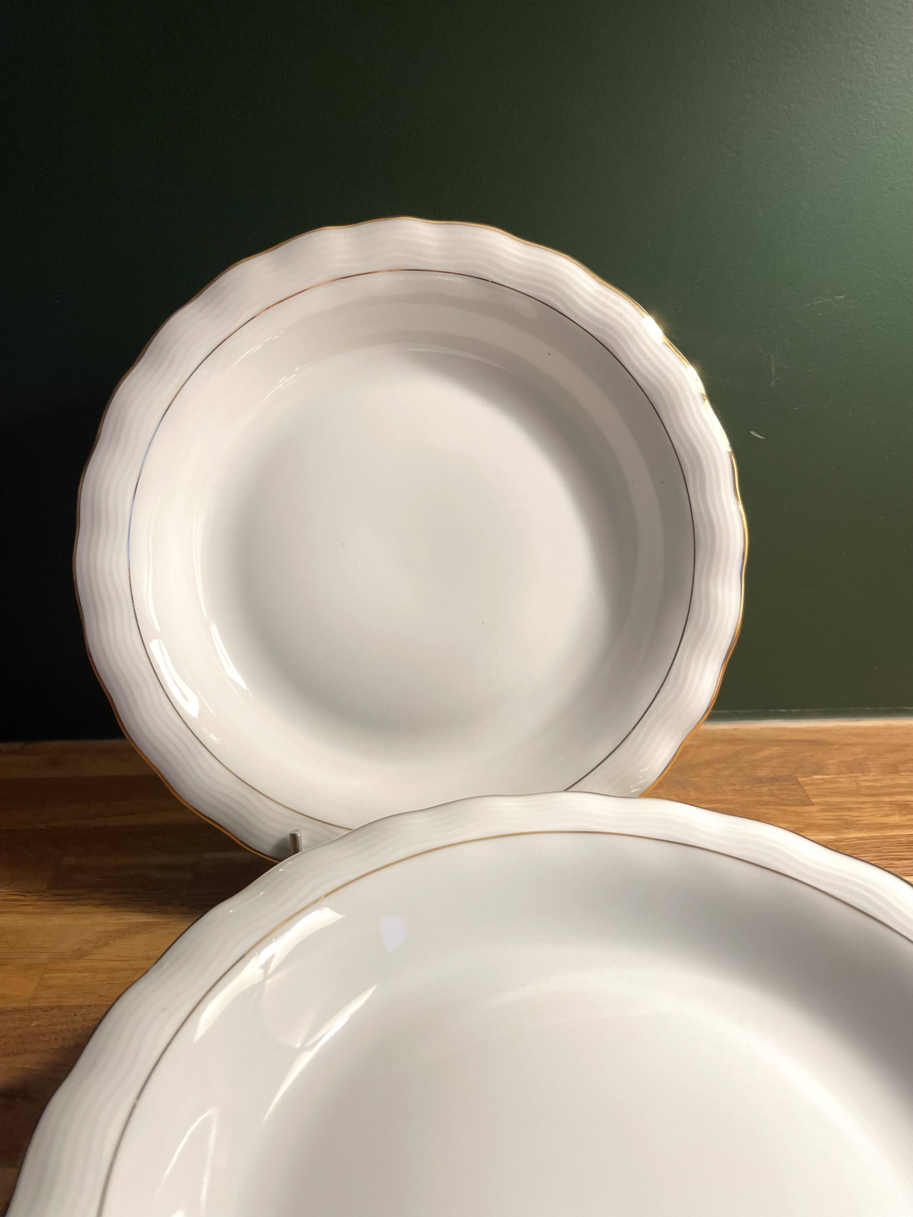 6 Limoges porcelain soup plates signed P. Dessagne in very good condition