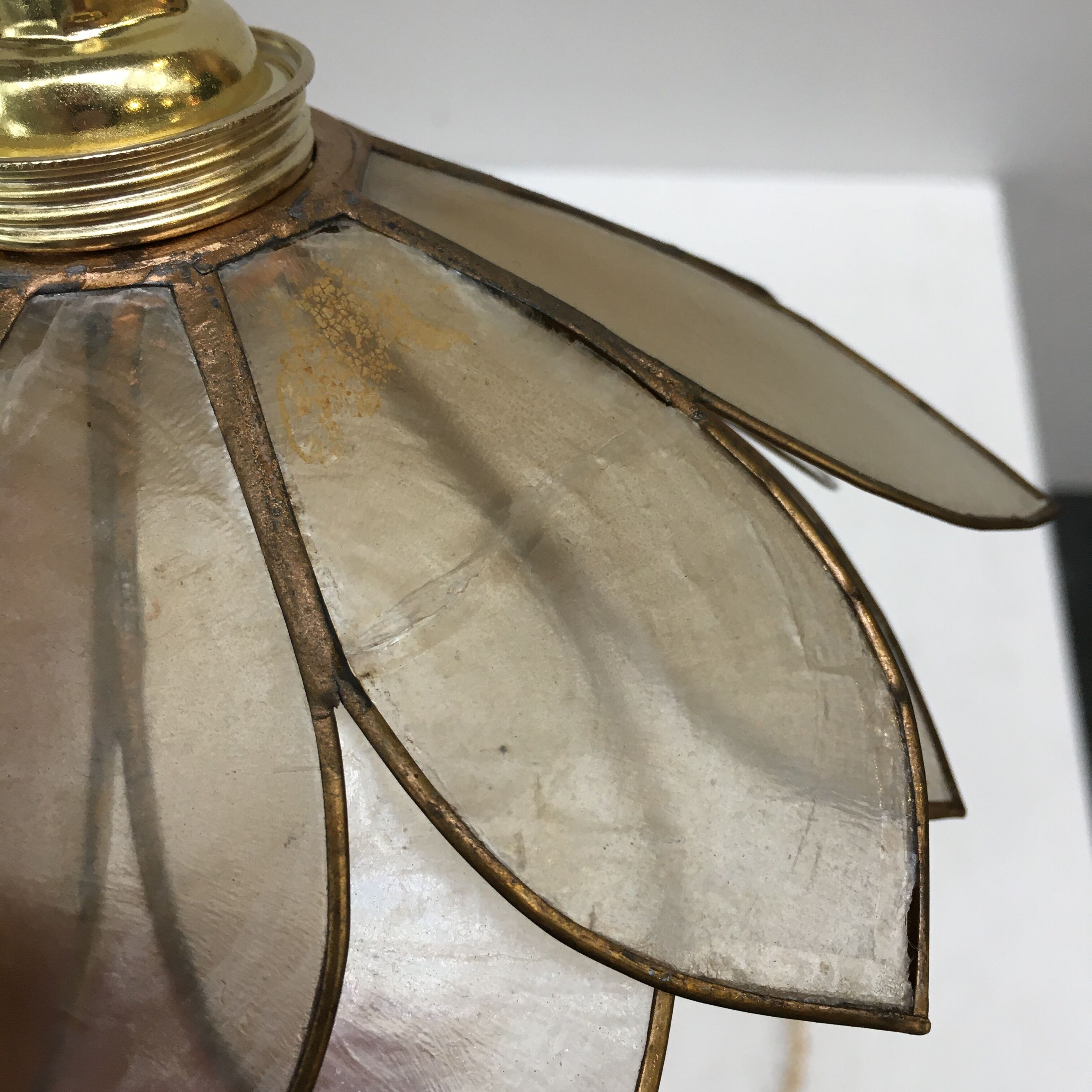 Flower walkman lamp in mother-of-pearl and brass