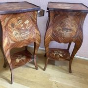 Pair of bedside tables in rosewood veneer on all sides. Louis XV style