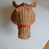 Rattan horse head 1960s 1970s