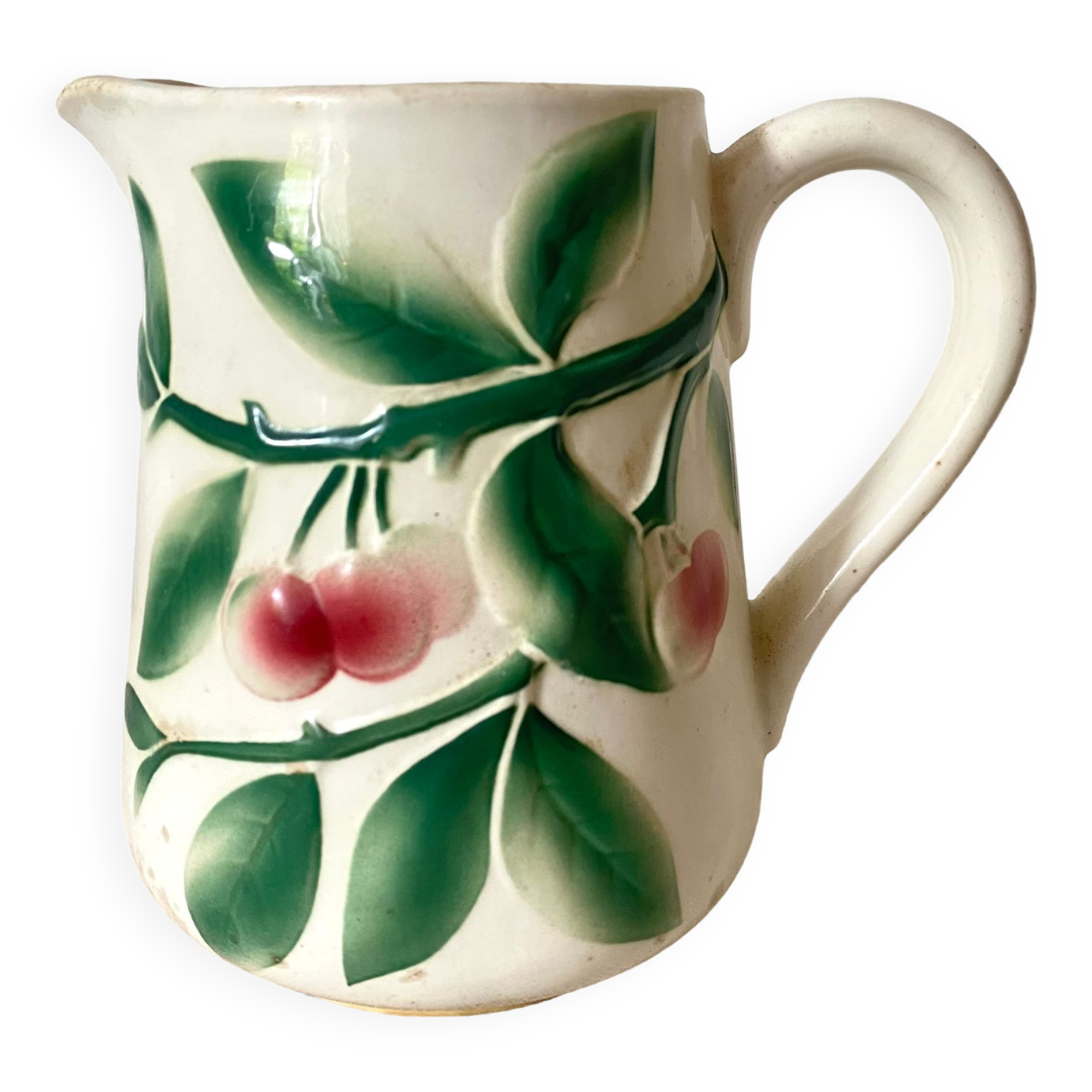 Antique pitcher in Digoin Cherry slip