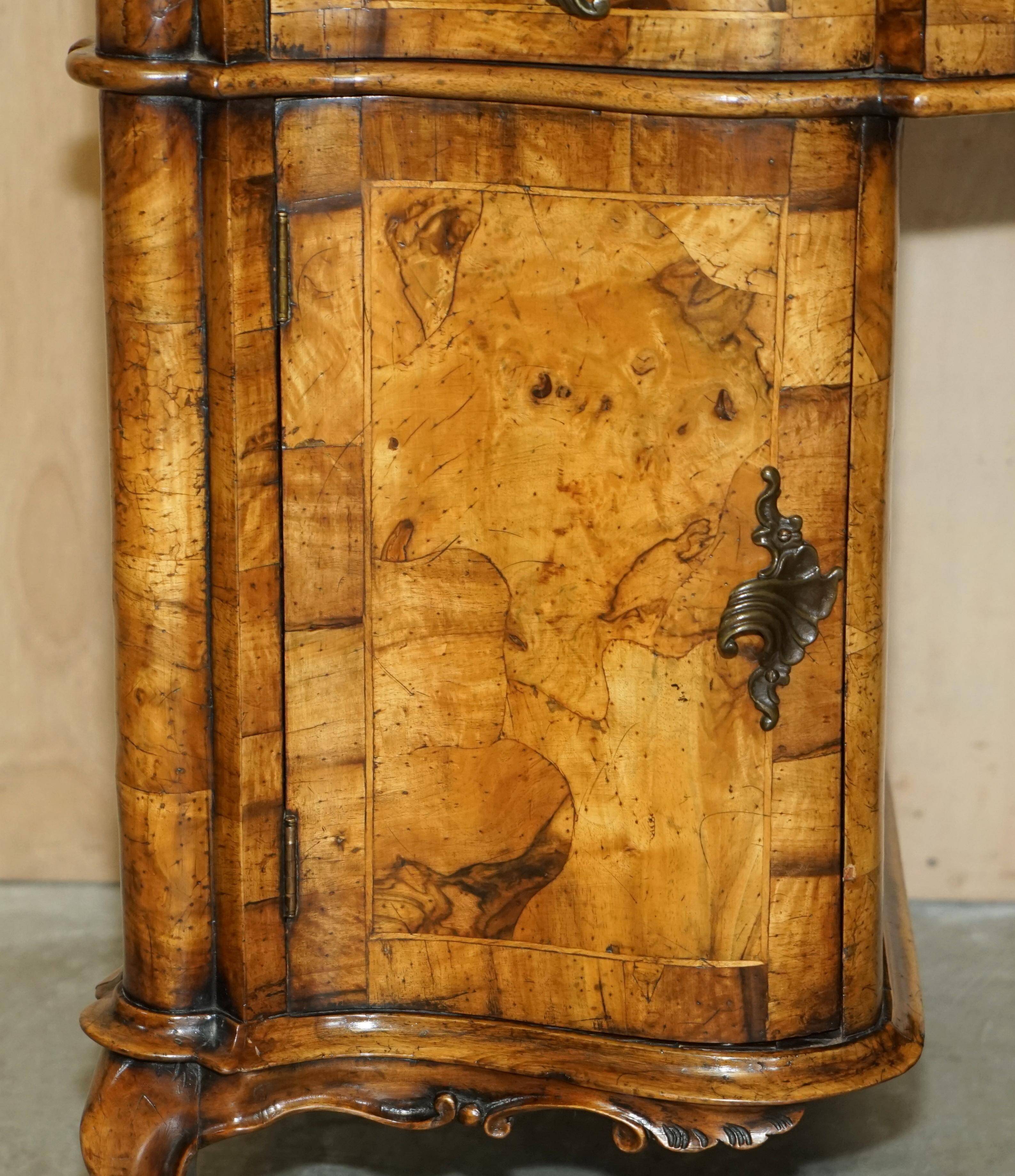 Antique Italian writing desk in olive wood circa 1860