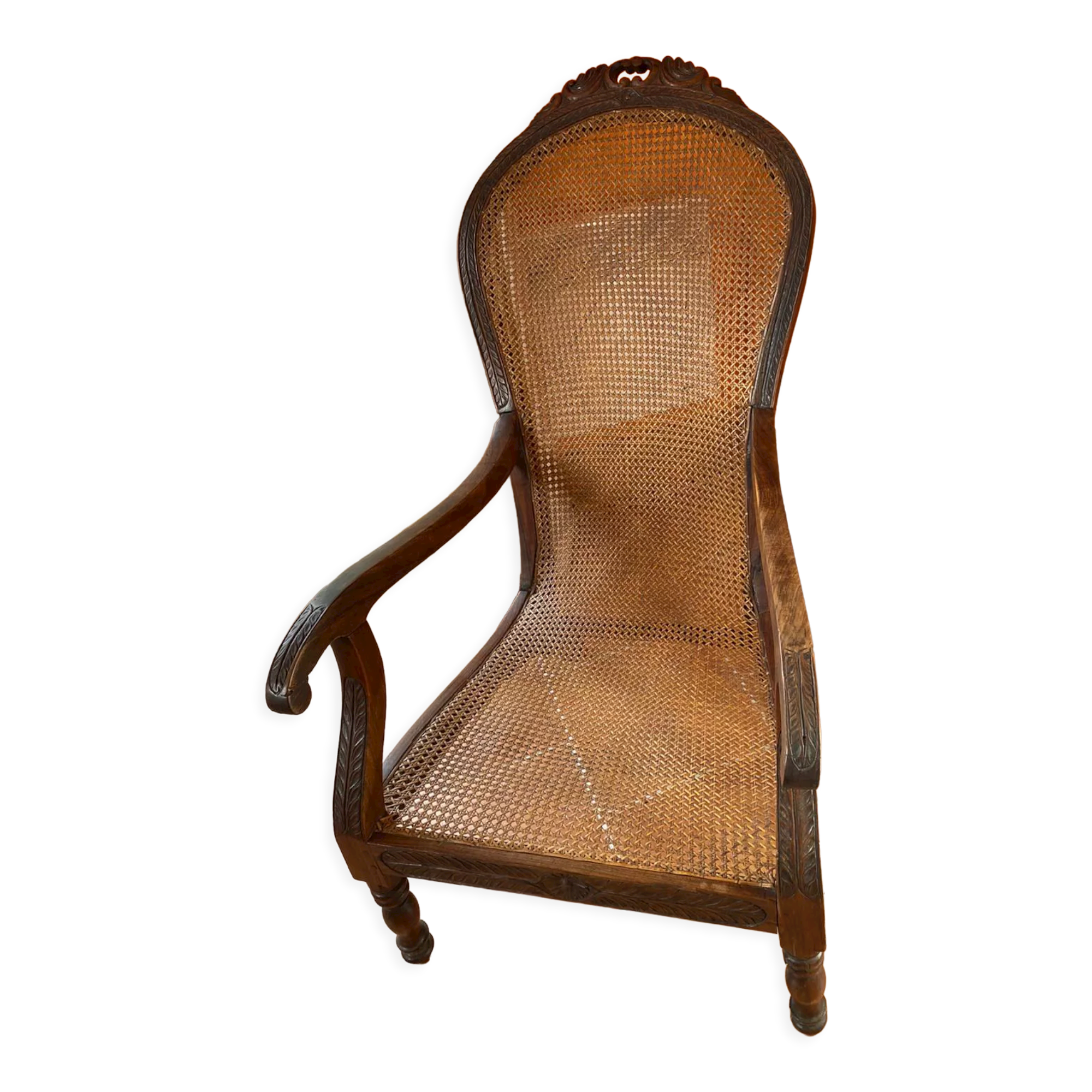 Fauteuil colonial acajou