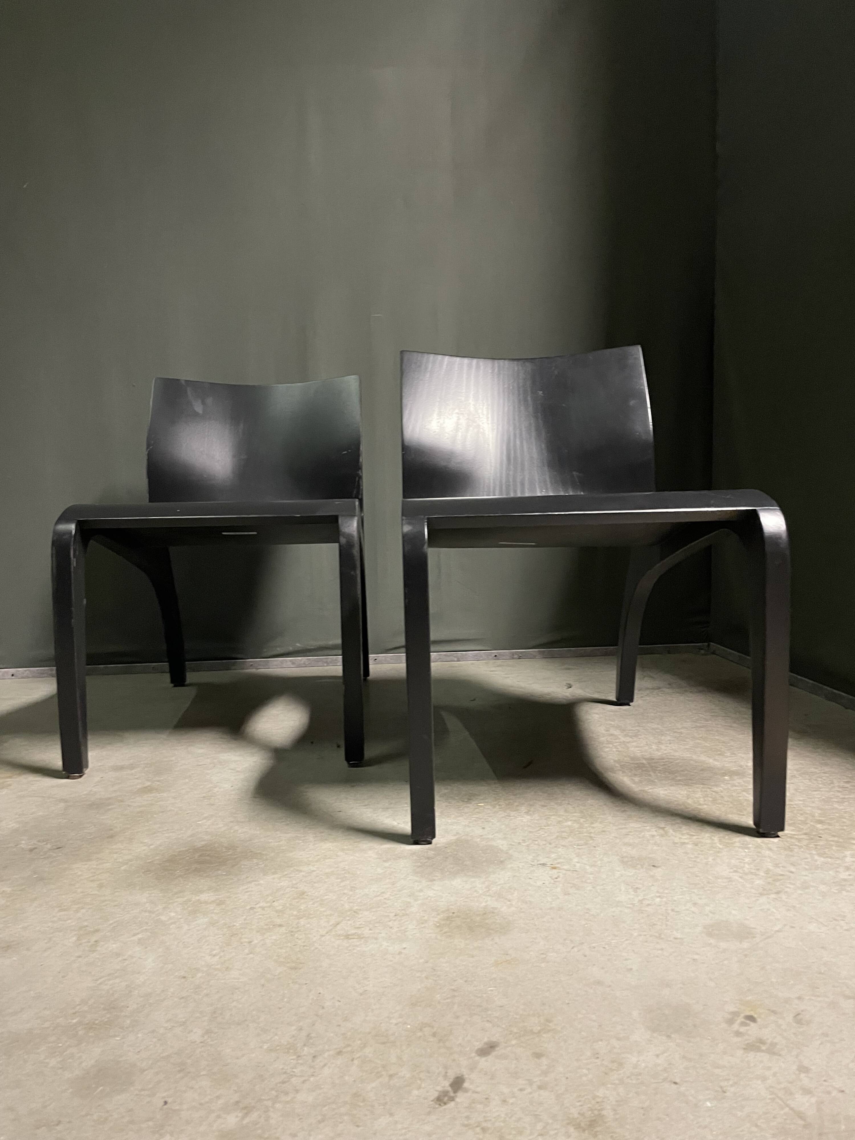 A pair Minimalist bent plywood lounge chairs