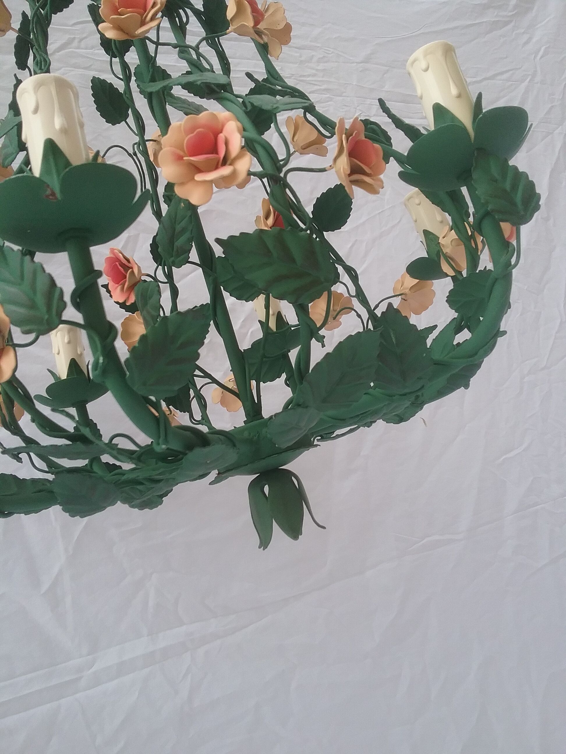 Chandelier wrought iron flowers with 6 lights