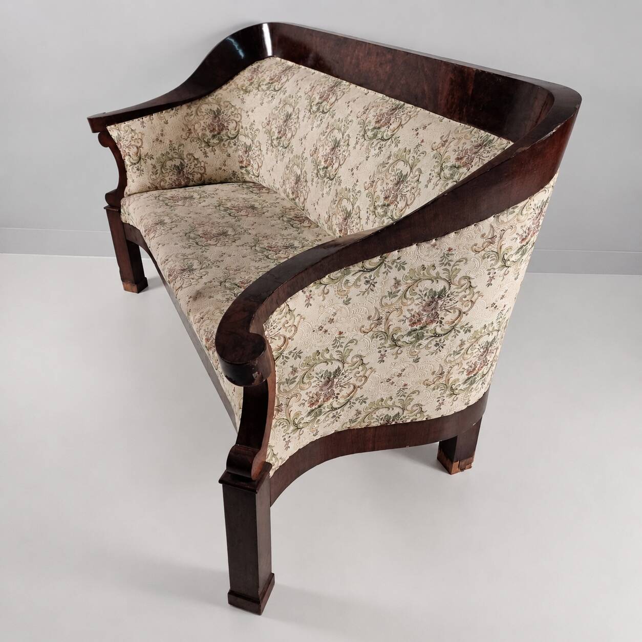Biedermeier Walnut Veneer Sofa