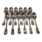 12 silver plated dessert spoons, Francia goldsmith, single-flat, 18.7cm