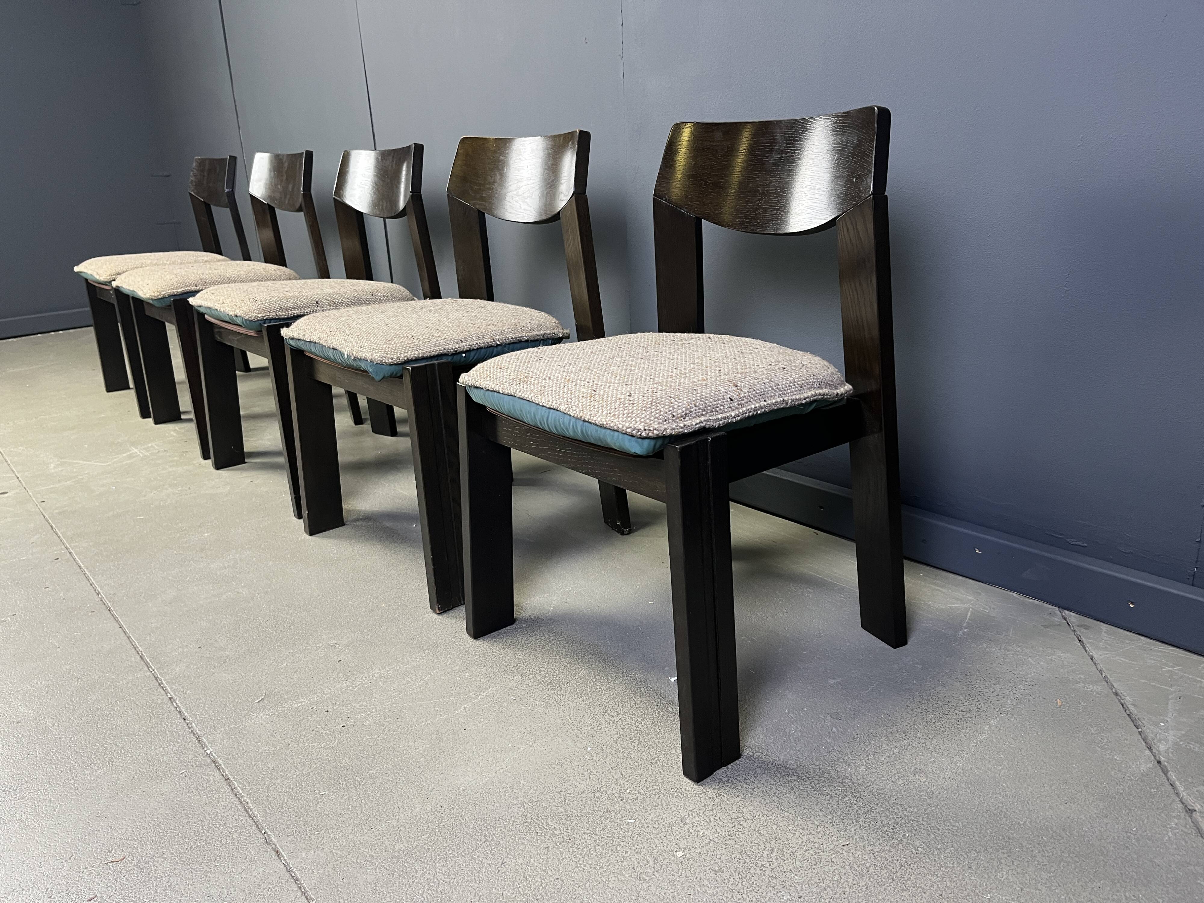 Vintage brutalist dining chairs, set of 5 - 1970s