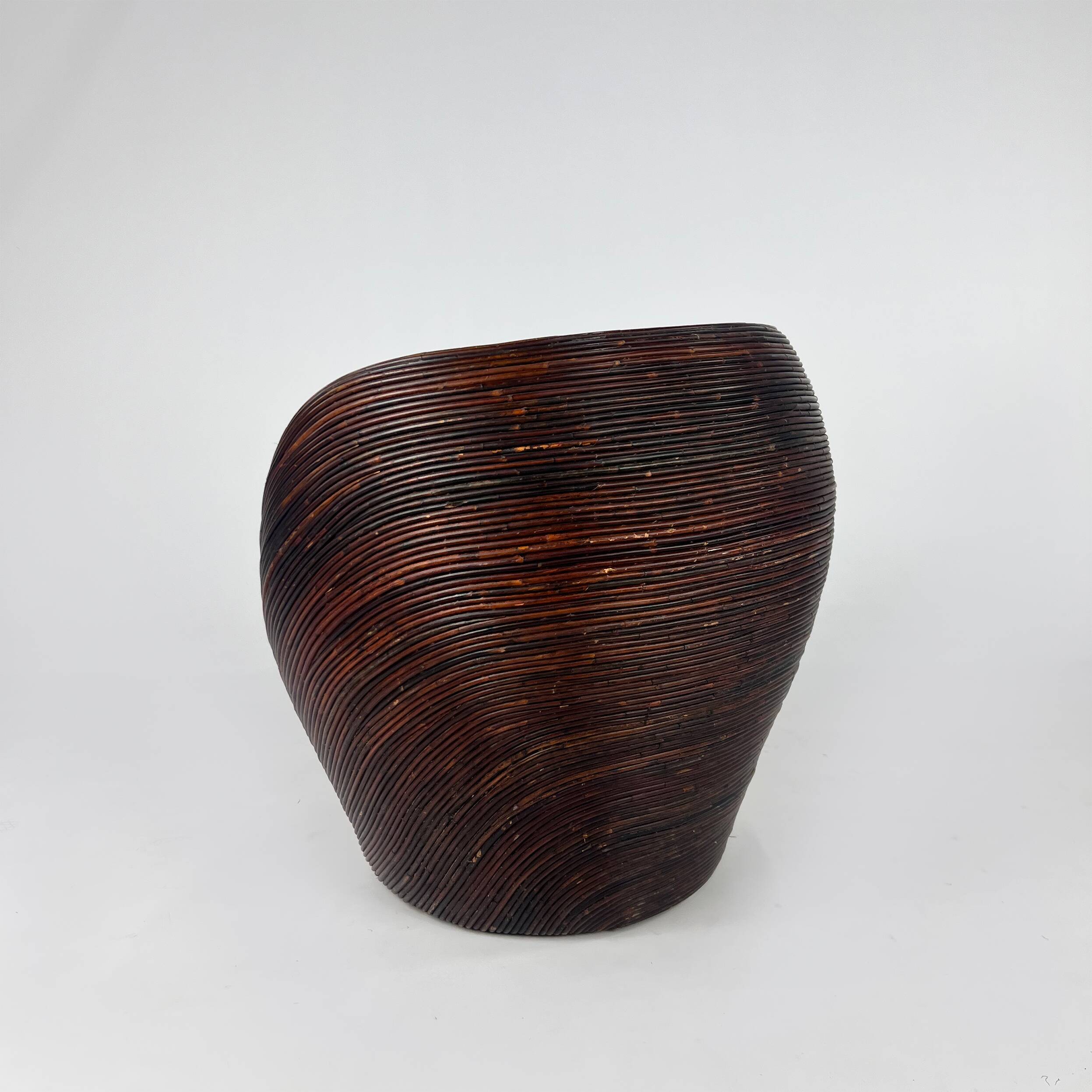 Vintage Italian Wicker Lounge Chair in the style of Gabriella Crespi, 1960s