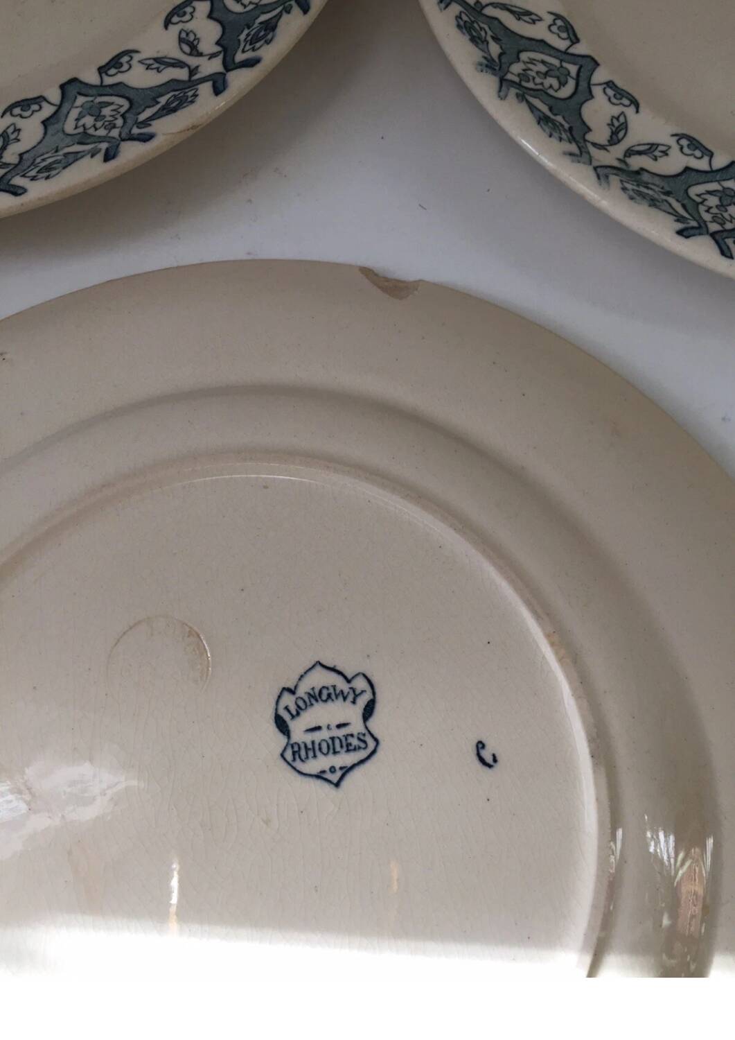 3 Grandes Assiettes Terre de Fer Rhodes Longwy XIX