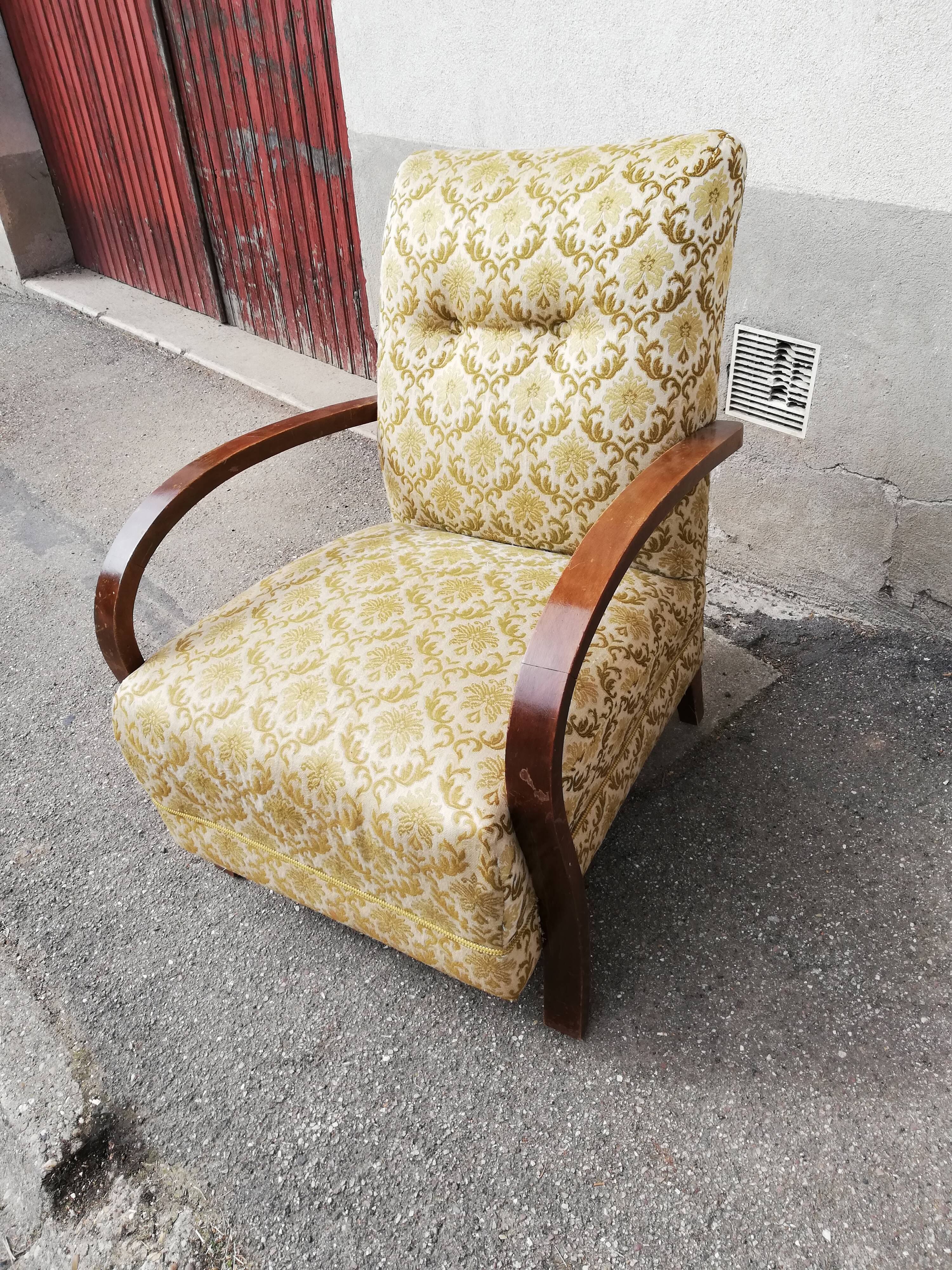 Chair 50s green floral fabric
