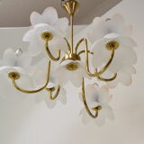 Mid-century Glass Chandelier,1970's.
