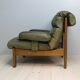 Armchair and footstool - green leather - 1960s
