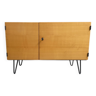 Blond wood low cabinet 1970s