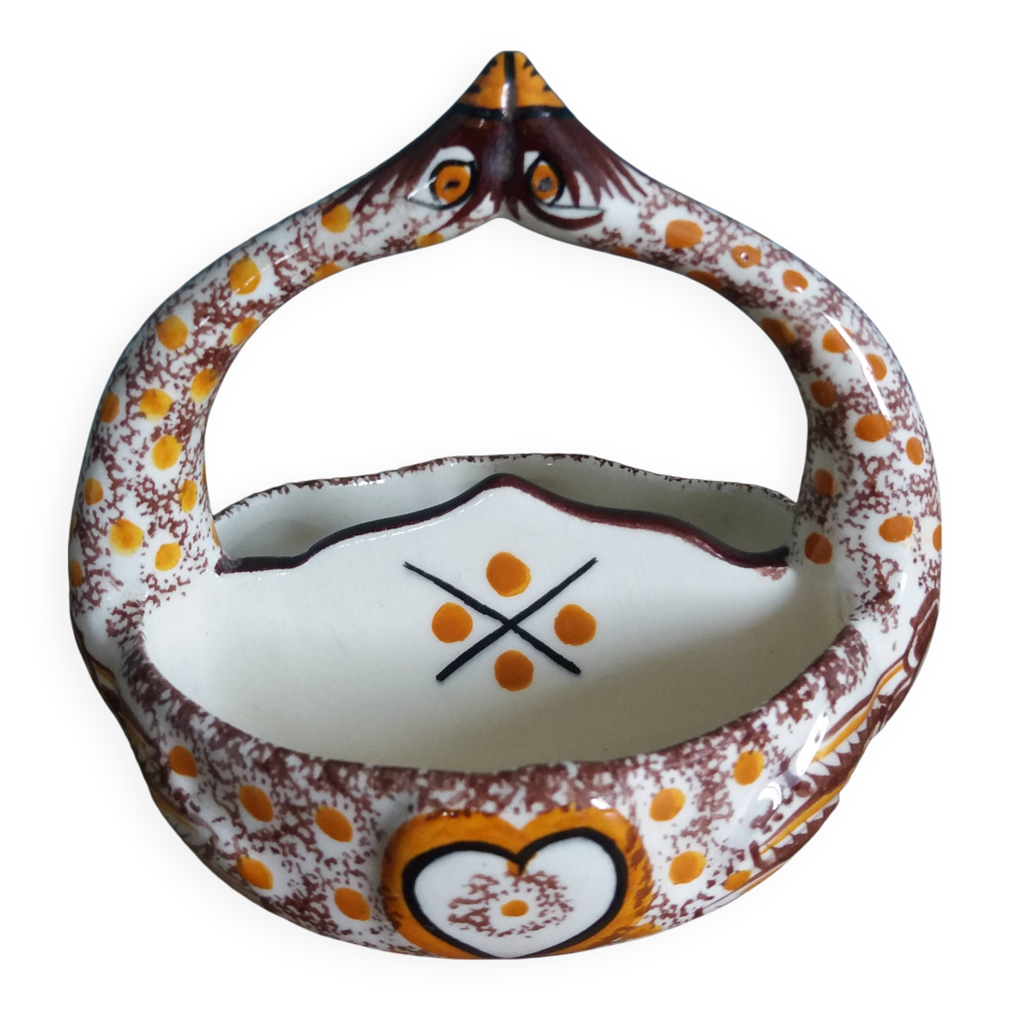 Henriot Quimper salt cellar in the shape of swans