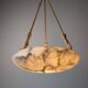Timeless Art Deco pendant lamp in carved alabaster with black veins, 1920s
