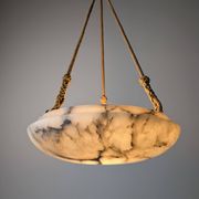 Timeless Art Deco pendant lamp in carved alabaster with black veins, 1920s