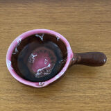 Brown and pink glazed terracotta caquelon