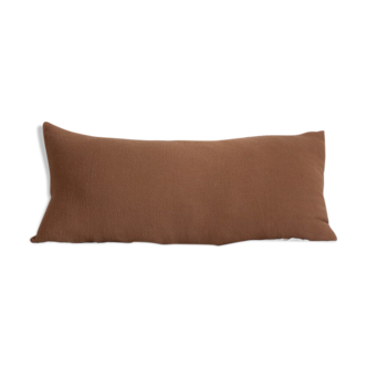 Coussin long en lin brut tabac