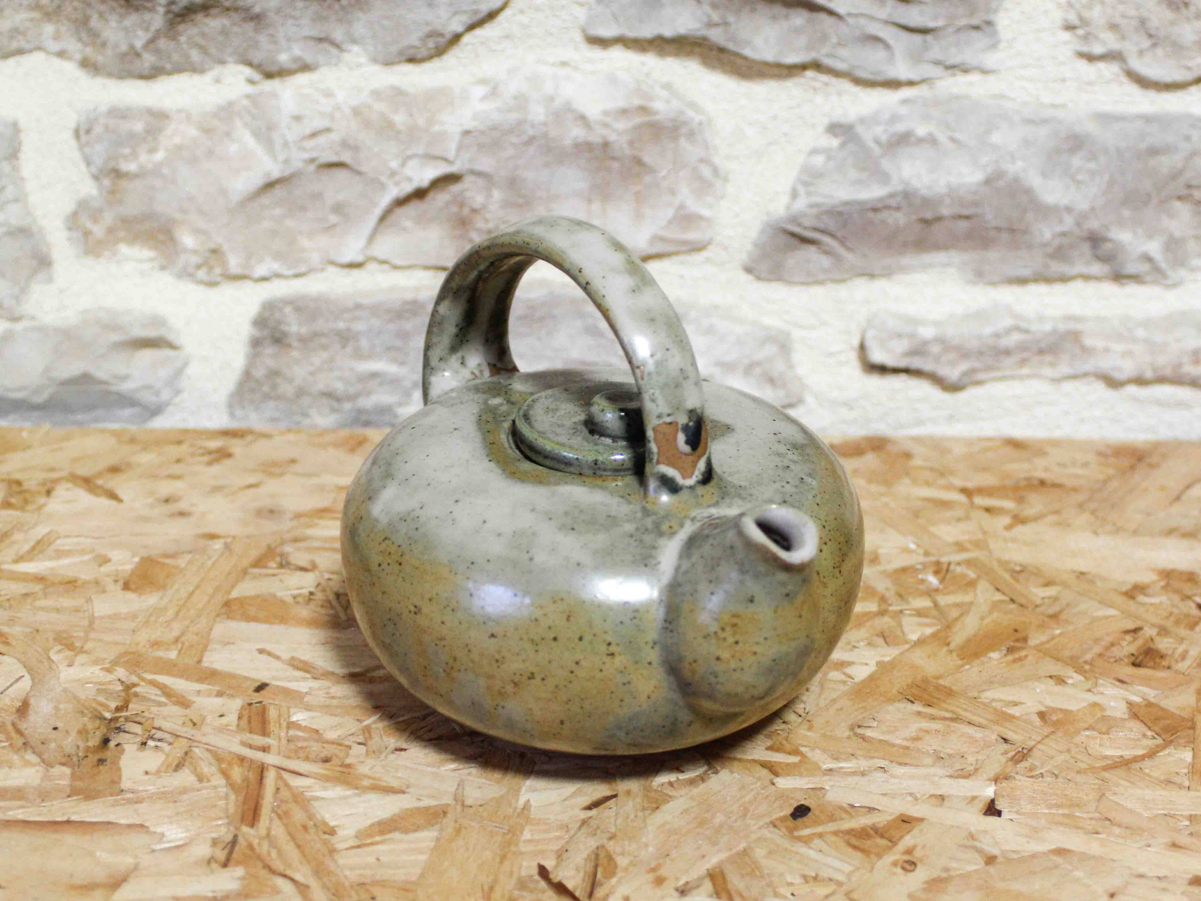 Enamelled ceramic teapot signed Rouart