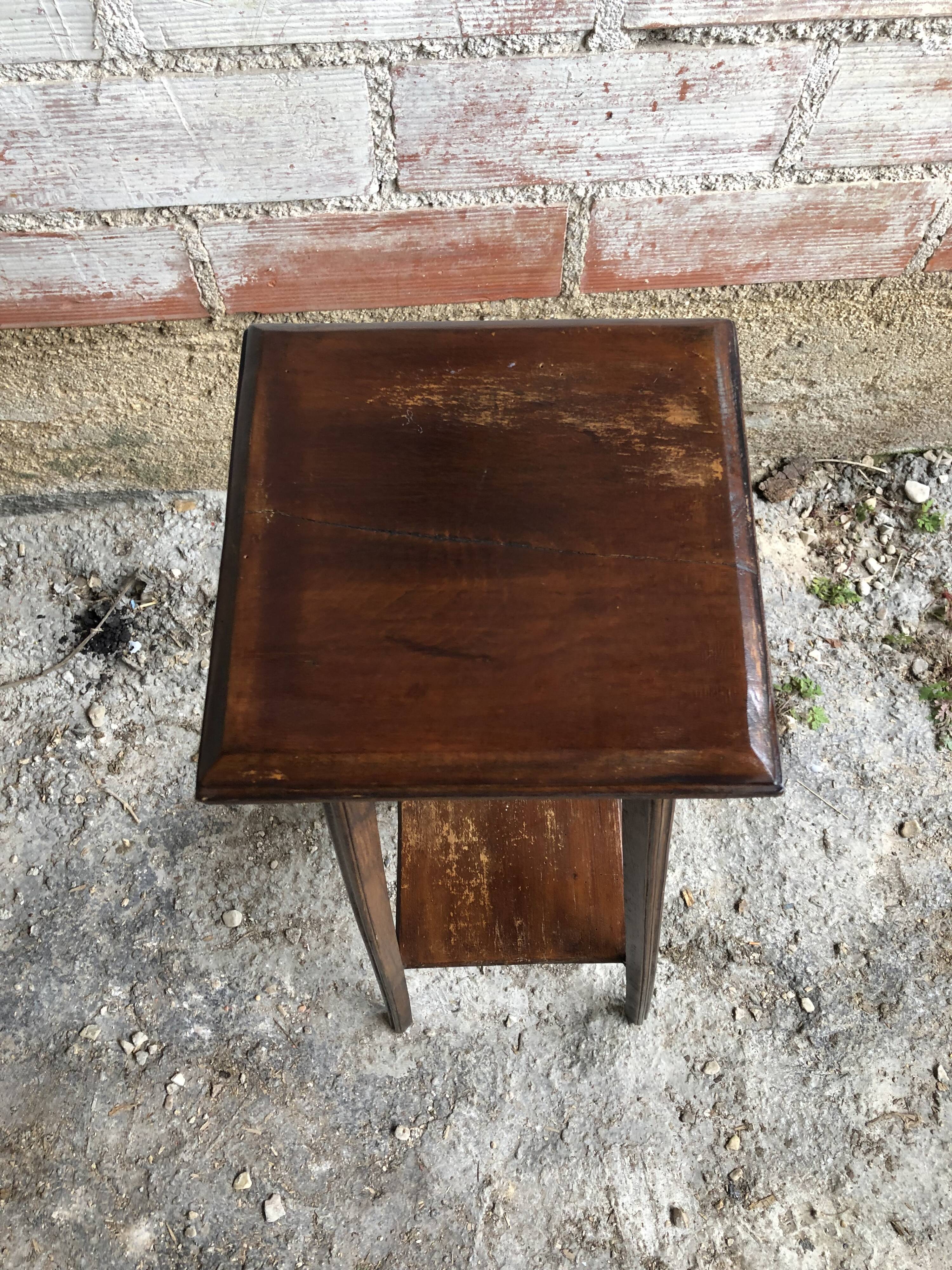 Sellette sculptée bois pieds compas vintage