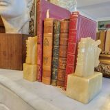 Pair of alabaster horse bookends