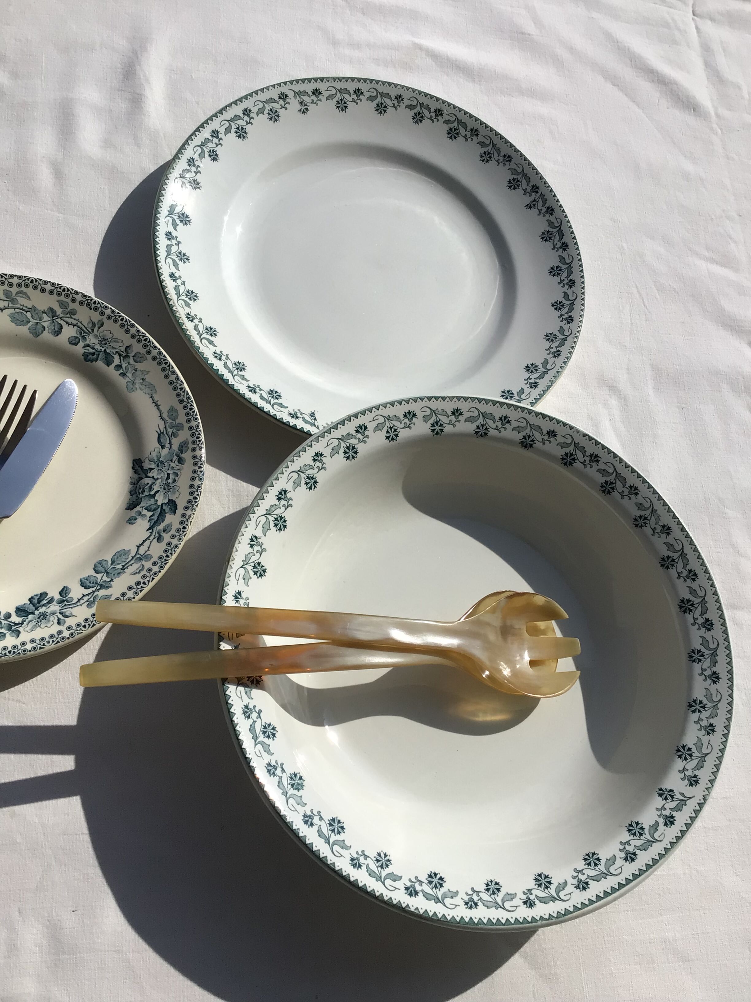 2 Plates Terre de Fer Moulin des Loups Georgette dark green diameter 28cm