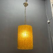 Ensemble de 2 suspensions lumineuses en verre de Murano vert olive en forme de fleur