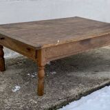 Large rustic wooden coffee table with 1 drawer