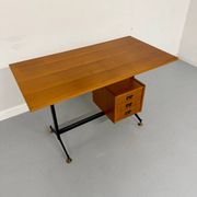 Vintage Italian design desk from the 1960s in wood and metal.
