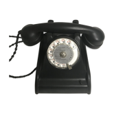 Ancien telephone bakelite cit noir cadran transparent années 40 50 vintage