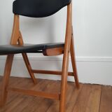 Set of 2 folding chairs in wood and skai