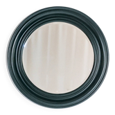 1970s dark green wooden Italian round wall mirror