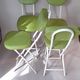 Set of 4 folding cocktail chairs in olive green faux leather from the 1970s.