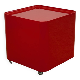 Space Age70s Red Table with Container DIME by Marcello Siard for Longato