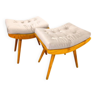 Mid Century Solid Maple Footstools with Curved Frames, 1960s