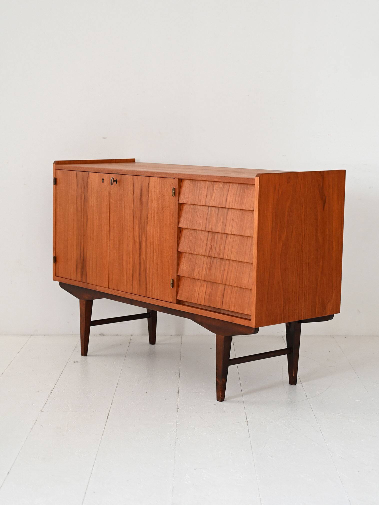 Vintage Scandinavian Teak Sideboard with Tile-Front Drawers, 1960s