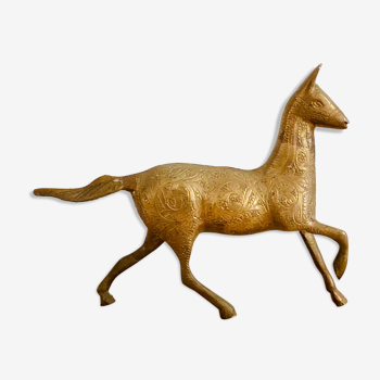 Vintage engraved brass horse