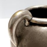 High-Quality Art Deco Burnished Silvered Brass Vase, Italy