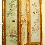 Asian bamboo screen, painted rice straw